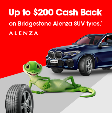 Up to $200 cash back on Bridgestone Alenza SUV tyres