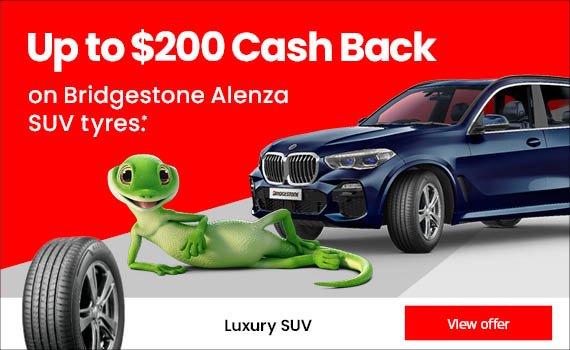 Up to $200 cash back on Bridgestone Alenza SUV tyres